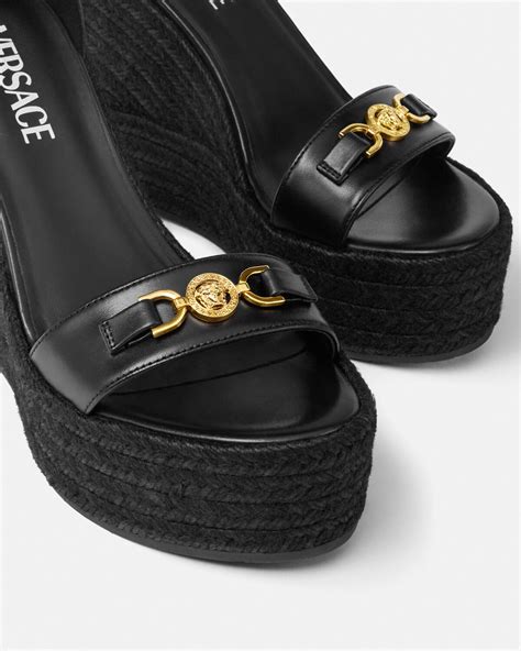 versace wedge sandal|versace medusa chain leather sandals.